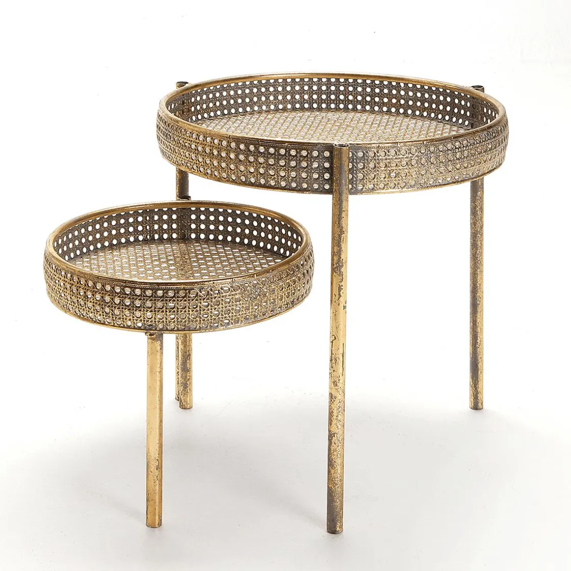 DecoWoerner Expositores Para Tiendas|Decoración De Otoño>Mesa De Metal Mimbre Vienés 68,5x41,5x38,5cm