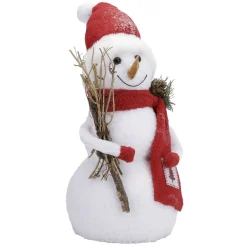 DecoWoerner Decoración De Invierno|Figuras De Navidad>Muñeco De Nieve Decorativo Con Ropa Roja 30 Cm