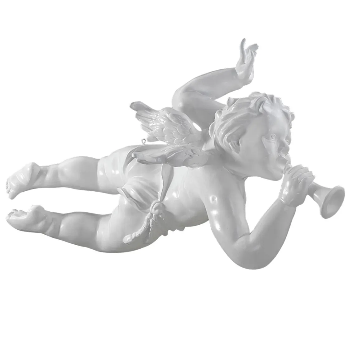 DecoWoerner Decoración Navideña Xxl>Ángel Barroco Volador Con Cuerno, 120 Cm,