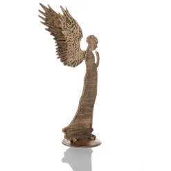 DecoWoerner Figuras De Navidad>Ángel Decorativo De Metal Dorado Vintage, 28 Cm