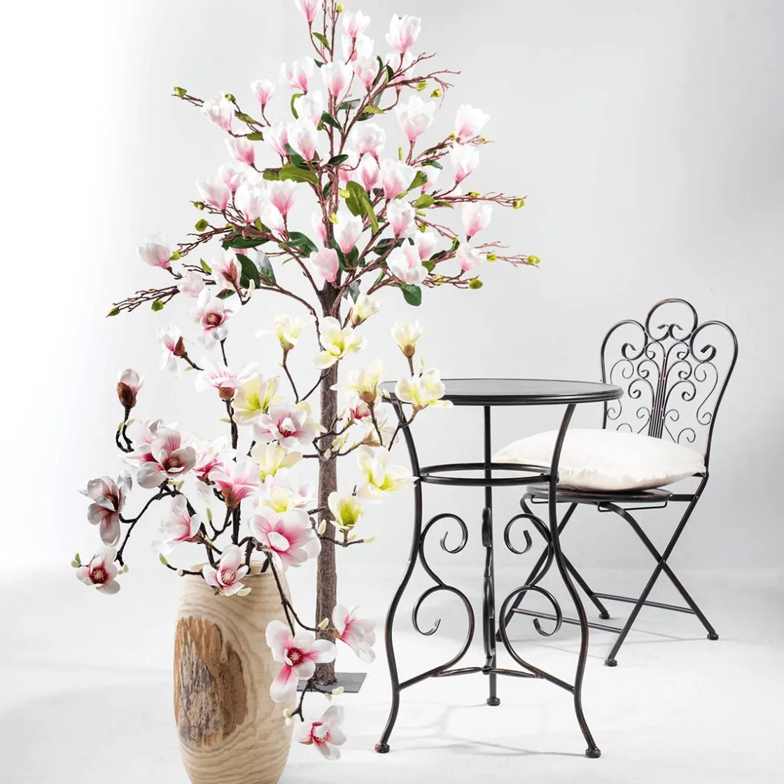 DecoWoerner Decoración De Primavera|Ramas Y Ramitas>Noble Rama De Magnolia Artificial, Rosado, 100 Cm