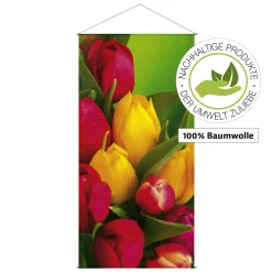 DecoWoerner Pancartas De Primavera>Pancarta De Fibra Natural Ligera "Tulip Bouquet" De Algodón 100 X 200 Cm