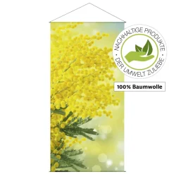 DecoWoerner Pancartas De Primavera|Pancartas De Verano>Pancarta De Fibra Natural Ligera "Mimosa" De Algodón 100 X 200 Cm