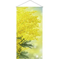 DecoWoerner Pancartas De Primavera|Pancartas De Verano>Pancarta De Fibra Natural Ligera "Mimosa" De Algodón 100 X 200 Cm