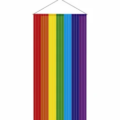 DecoWoerner Pancartas Temáticas>Pancarta De Tela Ignífuga "Rayas De Arco Iris" De Tela De Bandera 100 X 200 Cm