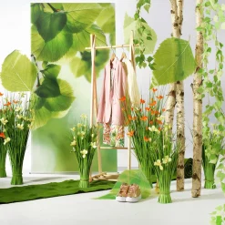 DecoWoerner Decoración Natural|Decoración De Primavera>Pancarta De Tela Ignífuga "hojas s De Abedul" De Tela De Bandera 100 X 200 Cm