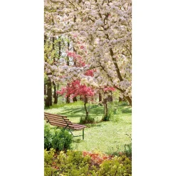 DecoWoerner Decoración De Primavera|Pancartas De Primavera>Pancarta De Tela Ignífuga "Árbol En Flor En El Parque" De Tela De Bandera 100 X 200 Cm