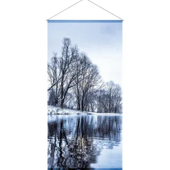 DecoWoerner Decoración De Invierno|Pancartas De Navidad E Invierno>Pancarta De Tela Ignífuga "Wintersee" De Tela De Bandera 100 X 200 Cm