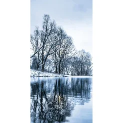 DecoWoerner Decoración De Invierno|Pancartas De Navidad E Invierno>Pancarta De Tela Ignífuga "Wintersee" De Tela De Bandera 100 X 200 Cm