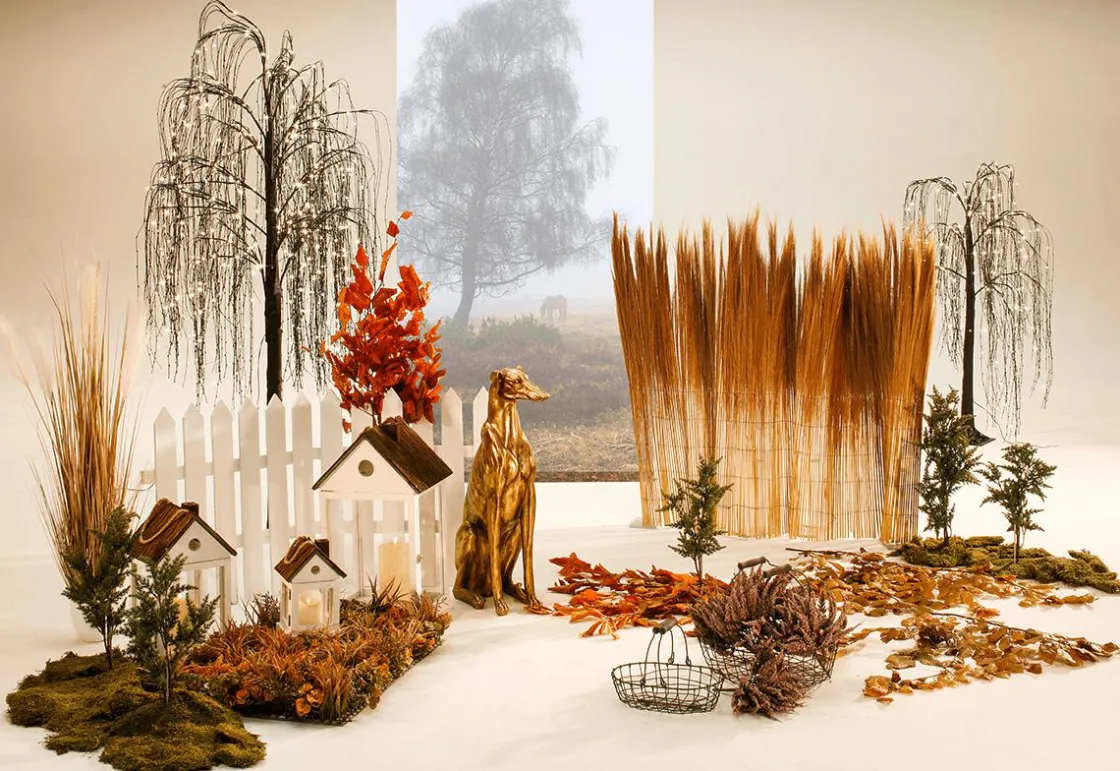 DecoWoerner Decoración Temática|Decoración De Otoño>Pancarta De Tela Ignífuga "Niebla De Otoño" De Tela De Bandera 100 X 200 Cm