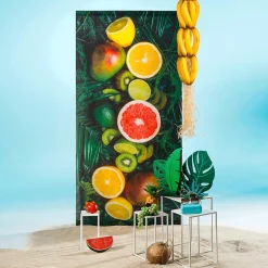 DecoWoerner Pancartas Temáticas|Pancartas De Verano>Pancarta De Tela Ignífuga "frutas Tropicales" De Tela De Bandera 100 X 200 Cm
