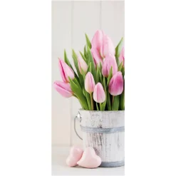 DecoWoerner Decoración De Pascua|Decoración De Primavera>Pancarta De Tela Ignífuga "ramo De Tulipanes " De Tela De Bandera De 75 X 180 Cm