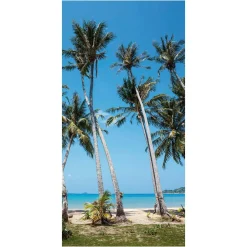 DecoWoerner Pancartas De Verano>Pancarta De Tela Ignífuga "tropical Palm Beach" De Tela De Bandera De 100 X 200 Cm
