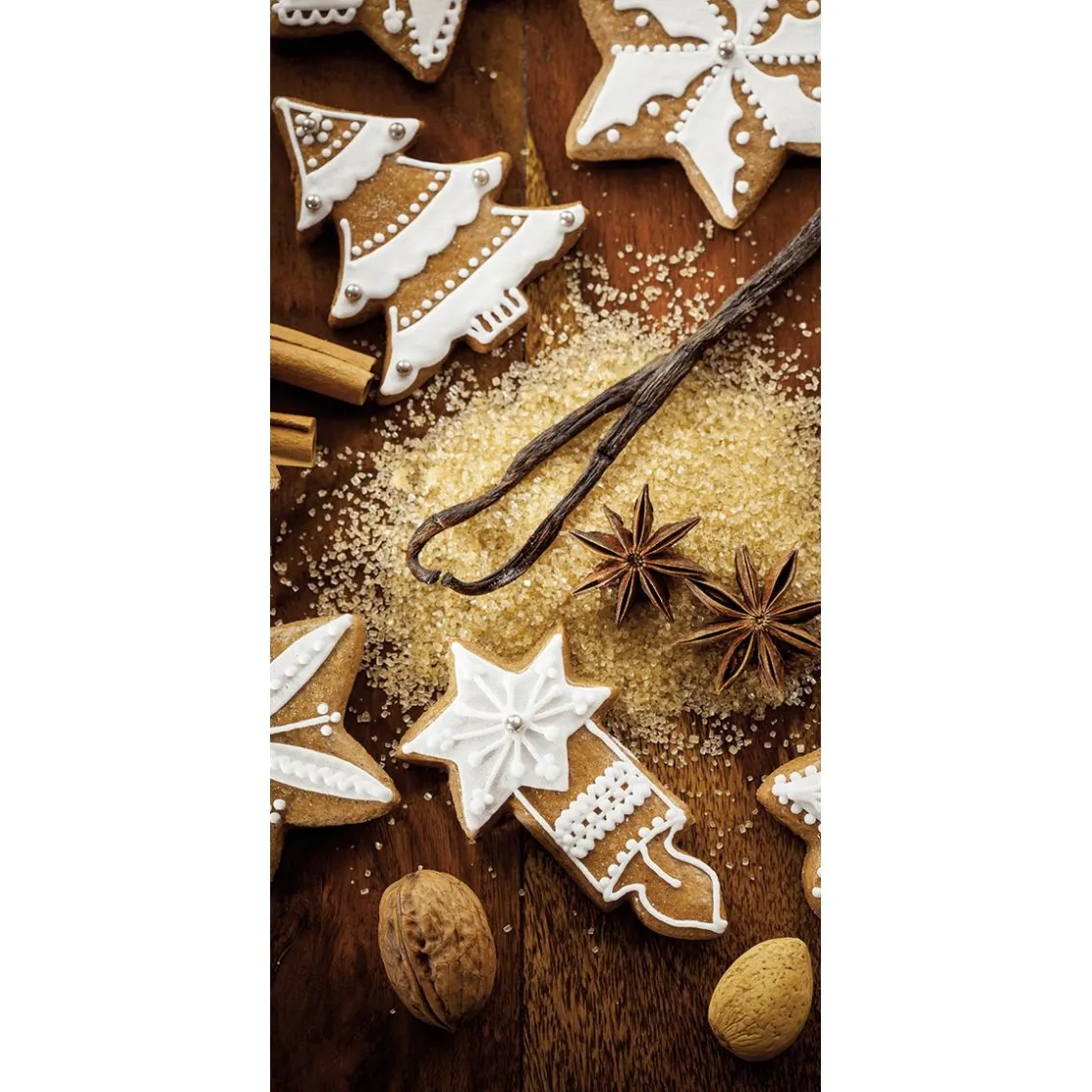 DecoWoerner Pancartas De Navidad E Invierno|Bandera De Navidad>Pancarta De Tela Ignífuga "Pan De Jengibre Y Especias" De Tela De Bandera 100 X 200 Cm