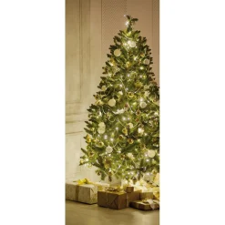 DecoWoerner Pancartas De Navidad E Invierno|Bandera De Navidad>Pancarta De Tela Ignífuga "Árbol De Navidad Iluminado Y Decorado En " Tela De Bandera 75 X 180 Cm