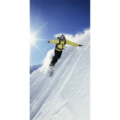 DecoWoerner Decoración De Invierno|Pancartas De Navidad E Invierno>Pancarta De Tela Ignífuga "Snowboarder" De Tela De Bandera 100 X 200 Cm