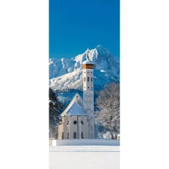 DecoWoerner Pancartas De Navidad E Invierno|Decoración De Invierno>Pancarta De Tela Ignífuga "Iglesia De Invierno" De Tela De Bandera 75 X 180 Cm