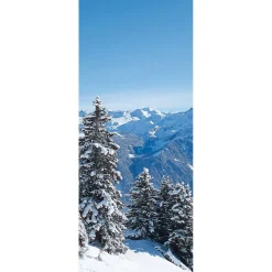 DecoWoerner Decoración De Invierno|Pancartas De Navidad E Invierno>Pancarta De Tela Ignífuga "Montañas Cubiertas De Nieve" De Tela De Bandera 75 X 180 Cm