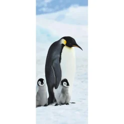 DecoWoerner Decoración De Invierno|Pancartas De Navidad E Invierno>Pancarta De Tela Ignífuga "Familia De Pingüinos Emperadores" Tela De Bandera 75 X 180 Cm