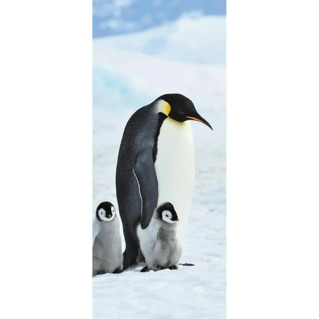 DecoWoerner Decoración De Invierno|Pancartas De Navidad E Invierno>Pancarta De Tela Ignífuga "Familia De Pingüinos Emperadores" Tela De Bandera 75 X 180 Cm