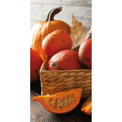 DecoWoerner Decoración De Otoño|Pancartas Temáticas>Pancarta De Tela Ignífuga "Calabazas En Un Cesto" Tela De Bandera 100 X 200 Cm