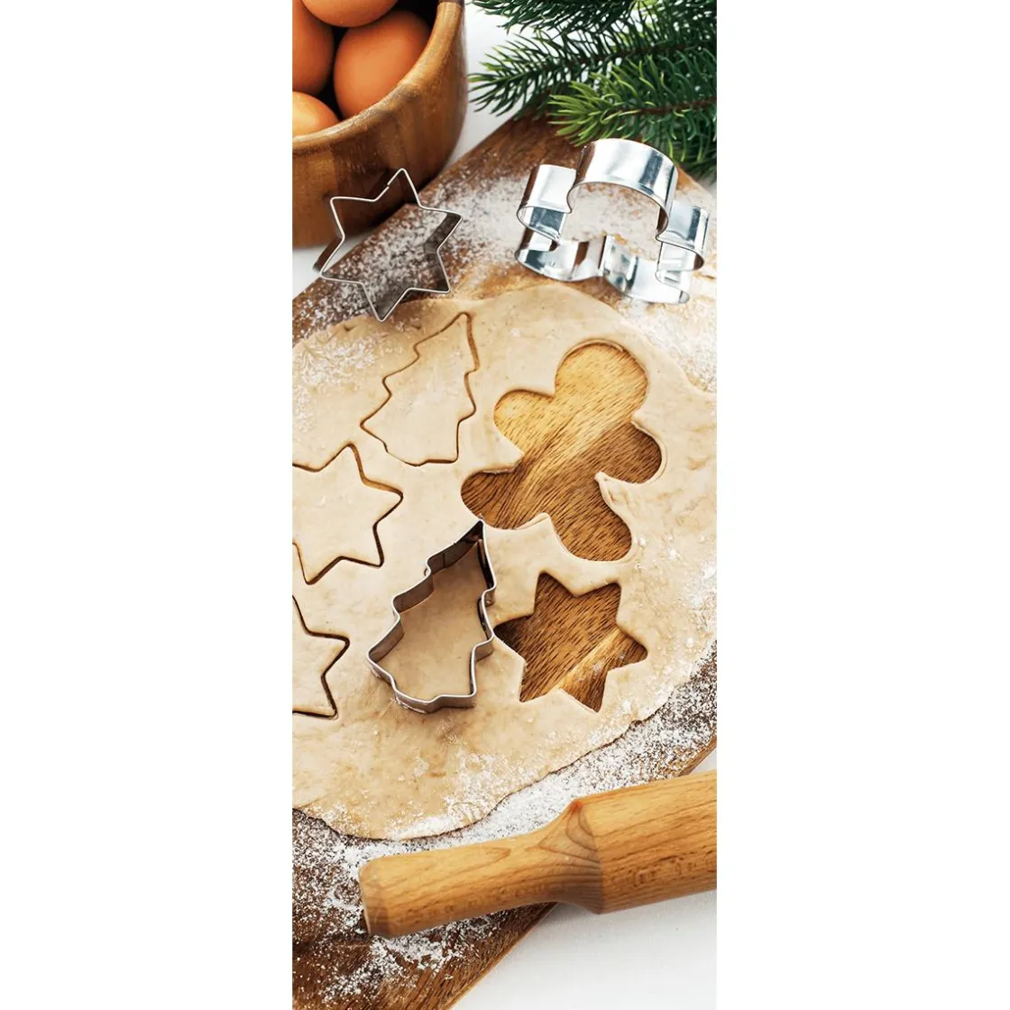 DecoWoerner Pancartas De Navidad E Invierno|Bandera De Navidad>Pancarta De Tela Ignífuga "Horneando Galletas De Navidad" Tela De Bandera 75 X 180 Cm