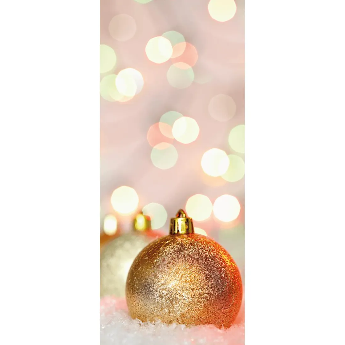 DecoWoerner Pancartas De Navidad E Invierno|Bandera De Navidad>Pancarta De Tela Ignífuga "Bolas De Navidad De Purpurina Dorada" Tela De Bandera 75 X 180 Cm