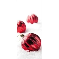 DecoWoerner Pancartas De Navidad E Invierno|Bandera De Navidad>Pancarta De Tela Ignífuga "Bolas De Navidad Rojas En La Nieve" Tela De Bandera 75 X 180 Cm