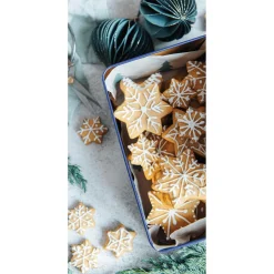 DecoWoerner Pancartas De Navidad E Invierno|Bandera De Navidad>Pancarta De Tela Ignífuga "Lata De Galletas Con Copos De Nieve" De Tela De Bandera 100 X 200 Cm