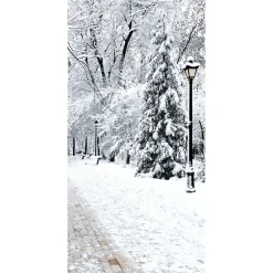 DecoWoerner Decoración De Invierno|Pancartas De Navidad E Invierno>Pancarta De Tela Ignífuga "Parque De Invierno" De Tela De Bandera 100 X 200 Cm