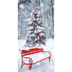 DecoWoerner Pancartas De Navidad E Invierno|Bandera De Navidad>Pancarta De Tela Ignífuga "Banco De Invierno" De Tela De Bandera 100 X 200 Cm