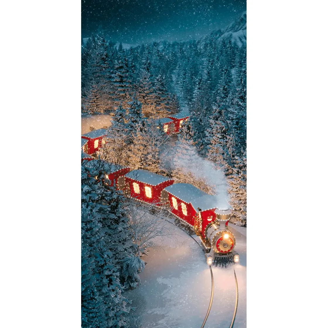 DecoWoerner Pancartas De Navidad E Invierno|Bandera De Navidad>Pancarta De Tela Ignífuga "Tren De Navidad" De Tela De Bandera 100 X 200 Cm
