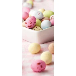 DecoWoerner Decoración De Pascua|Pancartas De Primavera>Pancarta De Tela Ignífuga "huevos De Pascua De Chocolate De Colores" De Tela De Bandera 75 X 180 Cm