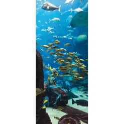 DecoWoerner Decoración De Verano|Pancartas De Verano>Pancarta De Tela Ignífuga "Paisaje Submarino En El Acuario" De Tela De Bandera 75 X 180 Cm