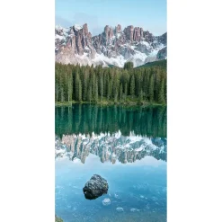DecoWoerner Decoración De Verano|Decoración De Primavera>Pancarta De Tela Ignífuga "lago De Montaña Tranquilo Con Reflejo" De Tela De Bandera 100 X 200 Cm