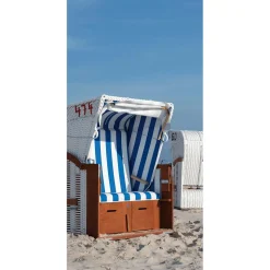 DecoWoerner Decoración De Verano|Pancartas De Verano>Pancarta De Tela Ignífuga "silla De Playa Blanca" De Tela De Bandera 100 X 200 Cm