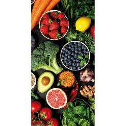 DecoWoerner Decoración Temática|Pancartas Temáticas>Pancarta De Tela Ignífuga "Frutas Y Verduras" De Tela De Bandera 100 X 200 Cm