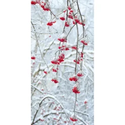 DecoWoerner Pancartas De Navidad E Invierno>Pancarta De Tela Ignífuga "Bayas De Invierno" De Tela De Bandera 100 X 200 Cm