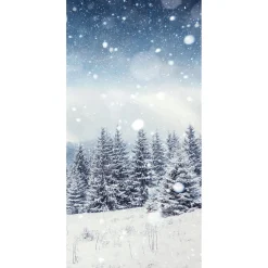 DecoWoerner Decoración De Invierno|Pancartas De Navidad E Invierno>Pancarta De Tela Ignífuga "Bosque De Abetos Nevados" De Tela De Bandera 100 X 200 Cm