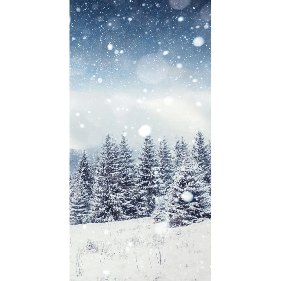 DecoWoerner Decoración De Invierno|Pancartas De Navidad E Invierno>Pancarta De Tela Ignífuga "Bosque De Abetos Nevados" De Tela De Bandera 100 X 200 Cm