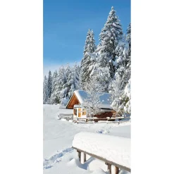 DecoWoerner Decoración De Invierno|Pancartas De Navidad E Invierno>Pancarta De Tela Ignífuga "Cabaña De Invierno" De Tela De Bandera 100 X 200 Cm