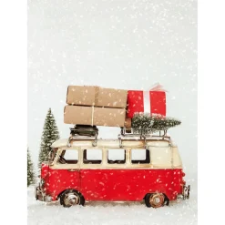 DecoWoerner Pancartas De Navidad E Invierno|Bandera De Navidad>Pancarta De Tela XL "Christmas Bus Bulli" De Tela De Bandera Ignífuga 150 X 200 Cm