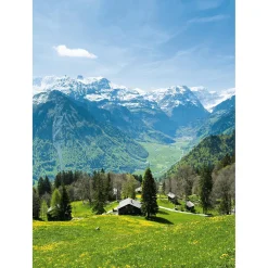 DecoWoerner Bandera Xxl|Decoración Temática>Pancarta De Tela XL "Pradera Alpina Con Pasto De Montaña" De Tela De Bandera Ignífuga 150 X 200 Cm
