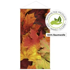 DecoWoerner Decoración De Otoño|Pancartas De Otoño>Pancarta Ligera De Fibra Natural "Hojas De Otoño" De Algodón 100 X 200 Cm