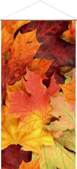 DecoWoerner Decoración De Otoño|Pancartas De Otoño>Pancarta Ligera De Fibra Natural "Hojas De Otoño" De Algodón 100 X 200 Cm