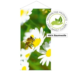 DecoWoerner Pancartas De Primavera>Pancarta Ligera De Fibra Natural "Abeja" De Algodón 100 X 200 Cm