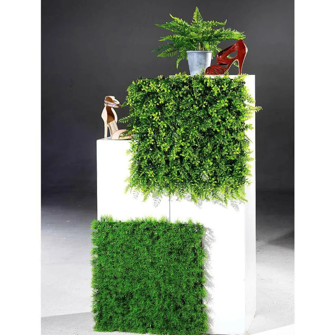 DecoWoerner Decoración De Verano|Paredes De Plantas>Panel De Helecho Y Arbusto Artificial, 50 X 50 Cm
