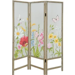 DecoWoerner Expositores Para Tiendas>Pantalla De Madera Y Lona De Gasa, 180 Cm De Altura