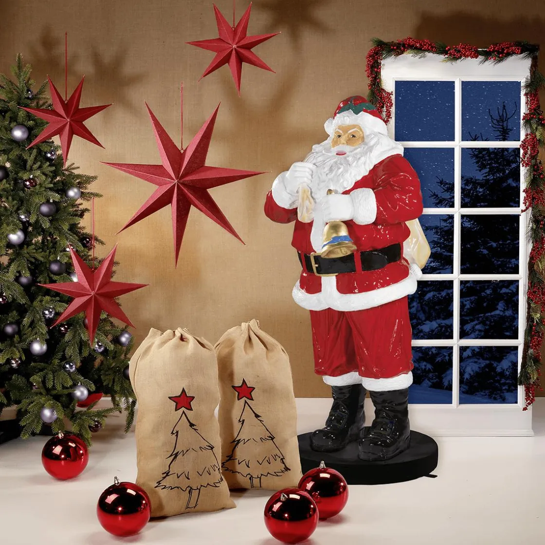 DecoWoerner Decoración Navideña Xxl>Papá Noel De Fibra De Vidrio 180 Cm