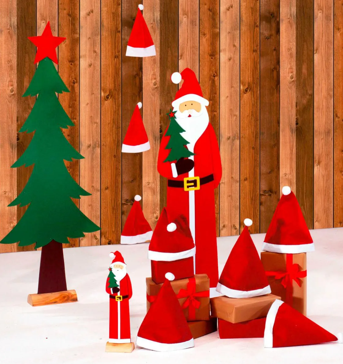 DecoWoerner Figuras De Navidad>Papá Noel Decorativo Fieltro 38 Cm , 3 Piezas